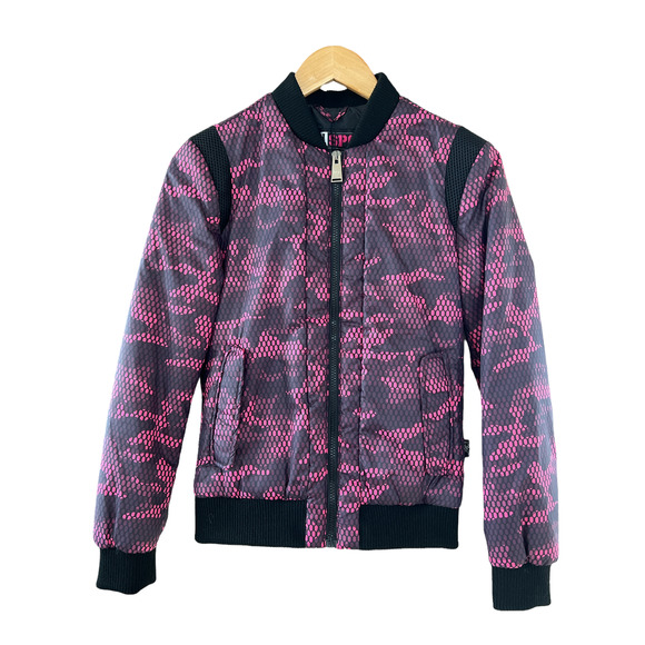 New Philipp Plein Sport Women's Pink Camo Bomber Jacket Size Small and Medium